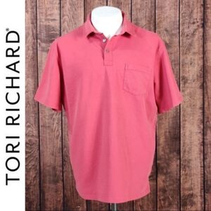 Tori Richard Mens Hibiscus Passport Performance Polo Like New